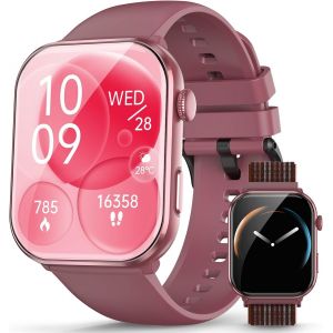 smartwatch Femmes Hommes, &eacute;cran AMOLED Toujours allum&eacute;, Montre Fitness avec Fonction t&eacute;l&eacute;phone, Passer/recevoir des appels, 100+Modes Sport, fr&eacute;quence Cardiaque, Moniteur de Sommeil - Neuf