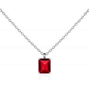 Tianyi-Collier Pendentif Pour Femme Et Adolescente Avec Une Pierre En Taille Emeraude, Simple Colliers En Argent 925 Ou Plaqué Or Avec Une Pierre De Couleur Ou Blanche Rectangulaire - Neuf