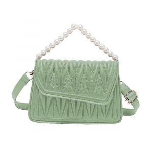 Sac bandouli&egrave;re femme en cuir PU avec anses en perles et ceinture ajustable. - Neuf