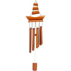 Nouvelhorizonstore-Carillon &Eacute;olien En Bambou Bateau Carillon &Eacute;olien En Bois Avec Un Ton Profond Apaisant Carillon Porte Bonheur Pour L'ext&eacute;rieur Maison Jardin Cour &Agrave; Suspendre Cadeau Son Naturel Magn - Neuf