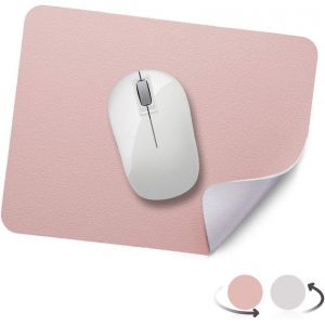 Tapis de souris 270 x 210 x 2 mm, antid&eacute;rapant et imperm&eacute;able, en cuir PU, double face, pour clavier d'ordinateur et jeux vid&eacute;o, rose nude/argent. - Neuf