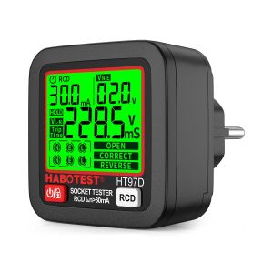 MEVRONISSHOP-Testeur de Prises avec Test RCD, Testeur de Circuit Electrique, Automatique D&eacute;tecteur de Tension de Polarit&eacute; 30-260V, 6 Types de Diagnostics de Pannes, Affichage de Tension et de Fr&eacute;quen - Neuf