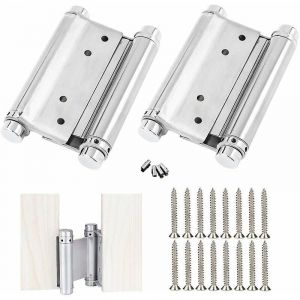 Lot De 2 Charnières De Porte En Acier Inoxydable À Double Action, Charnières De Meubles Antirouille, Charnières À Ressort À Visser, Charnière De Porte Battante Pour Salon, Café, Bar, Double - Neuf