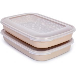 CHECARZHN--NO1-Classic Porte-Saucisses Et Aliments, Conservation Optimale Des Tranches Et Fromages Au Refrigerateur (2Cp Marron, 20 X 29,5 X 4,5 Cm) - Neuf