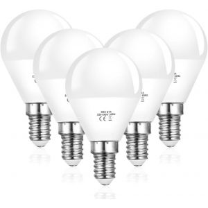 Ampoule Led E14, 5pcs Petites Ampoules Led Rondes, G45 E14 Efficacité Energétique, 600 Lumens 3000k Blanc Chaud, Non Dimmable, Ronde Petit Culot À Vis (40w) - Neuf