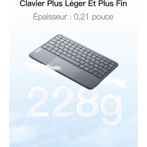 Clavier Bluetooth avec pavé Tactile, Clavier sans Fil AZERTY Ultra Fin et Portable, Compatible avec Windows et iPad OS, KB01105 - Neuf