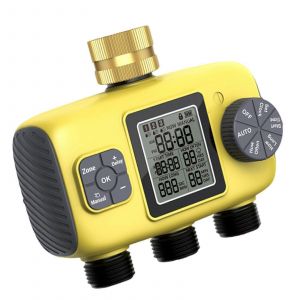 Minuteur d'arrosage 3 zones, programmable pour l'arrosage exterieur du jardin, resistant aux intemperies, compatible avec les tuyaux d'arrosage. - Neuf