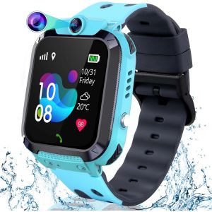 Gps Montre Enfants,Montre Intelligente Enfant Lbs Fille Garçon Téléphone Sos Voice Chat Appel Réciproque Écran Tactile Étanche Étudiants, Enfant Jouets Éducatifs 4-12ys[Z1614] - Neuf