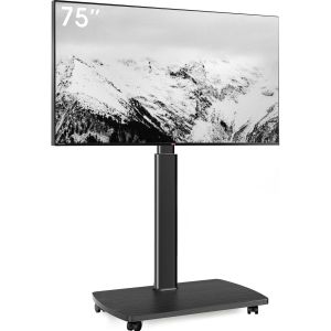 Support TV roulettes pour TV de 43-75 Pouces - Support TV sur Pied Plus Haut 1306 MM-1626 MM Pivotant 50&deg; Inclinaison 12&deg; jusqu'&agrave; 50 KG Max. VESA 600x400mm - Neuf