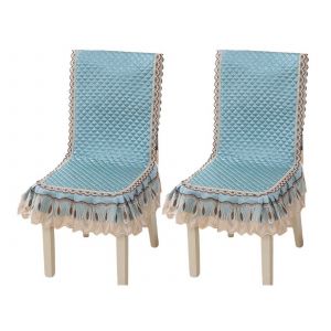 Ensemble de 2 housses de chaises de salle &agrave; manger extensibles et antid&eacute;rapantes - Bleu acide - Neuf