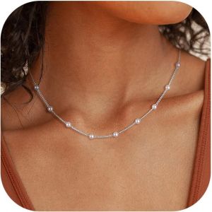 Kalanka-Collier Perle Femme Collier 14k Plaqué Or/Argent Collier Ras De Cou Femme Collier Perle Pendentif Perle Collier Femme Fantaisie Collier Or Femme Bijoux De Perles Pour Femmes Filles - Neuf