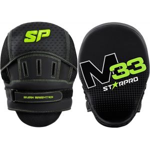 M33 Pattes D'ours Boxe Incurv&eacute; Avec Sangle R&eacute;glable En Cuir Synth&eacute;tique Mat Pour Hook'n'jab Et Coaching En Boxe, Mma, Kickboxing, Arts Martiaux, Muay Thai Et Entra&icirc;nement - Noir Et Vert - Neuf