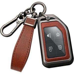 Étui de clé de Voiture Intelligent Compatible avec Volvo en Cuir pour clé de Camion Volvo FH16 FM Evro 6 Cargo 555 Heavy Truck Télécommande Boîtier de clé-Noir Marron - Neuf