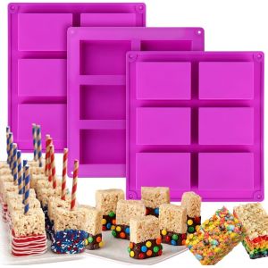 3 Pi&egrave;ces Moule Barre de C&eacute;r&eacute;ales,6 Cavit&eacute;s Moule Silicone Rectangulaire,Antiadh&eacute;sif Moule Tablette Chocolat,Moule Chocolat pour Faire Muffins,Brownies,G&acirc;teaux,Pain de Ma&iuml;s - Neuf