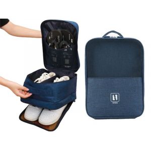Sac de voyage pour 3 paires de chaussures &iquest; Tissu Oxford bleu marine, 26 x 21 x 35 cm, convient aux pointures 40-45 EUR, tailles NZ 8,5-12 - Neuf