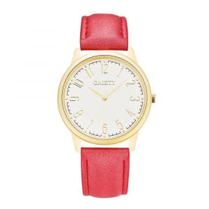 Gaiety Femmes Mode Pu Cuir Cadran Montre Analogique Quartz Montre-Bracelet (Rouge) - Neuf