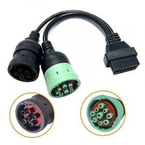 Outil de diagnostic de camion OBD2 Câble 16 broches J1708 J1939 Connecteur OBD à OBD2 6 broches 9 broches pour camion de voiture - Neuf