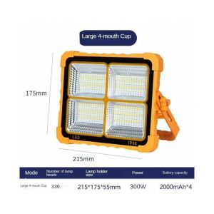 Lampe De Travail Led Solaire Rechargeable - Projecteur Sans Fil 300 W/500 W Pour Camping, Randonnée Et Utilisation D'urgence Avec Fonction Power Bank - Neuf