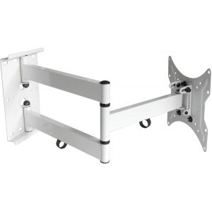 Support Mural Tv 15-55 Pouces - Fixation Murale Tv Peut Contenir Jusqu'&Agrave; 45 Kg, Accroche Television Mural Orientable (&plusmn; 90&deg;), Incline (12&deg;) Et &Eacute;tend, Blanc Mod&egrave;le: L22W - Neuf