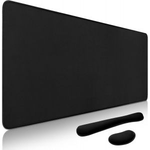 Tapis De Souris Xxl Tapis De Souris Gamer 900 X 400Mm Avec Support, Optimisé Pour Capteur, Haute Précision Et Vitesse Avec Bords Cousus Et Base Antidérapante (Noir Pur) - Neuf