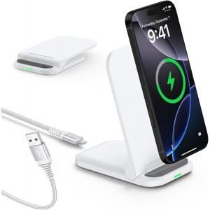 Chargeur Rapide Sans Fil Android 15 W Pliable Pour Google Pixel 10/9/8/7, Lg, Station De Charge Inductive Pour Samsung Galaxy S25 S24 S23 S22 Z Flip 7, Iphone 17 16 15 - Neuf