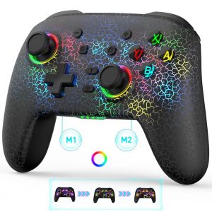 Contrôleur De Jeu Switch Pro,Manette De Jeu Sans Fil Bluetooth,Lumières Rvb, Noir - Neuf