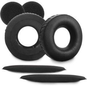 KAL-Coussinets De Rechange Compatibles Avec Sennheiser Hd25-, Hd25-Ii, Hd25Sp, Hd25Sp-Ii En Cuir Et Mousse À Mémoire De Forme, Noir Pour Casque D'Écoute - Neuf