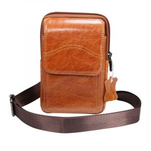 Sacoche pour téléphone pour homme, sac d'affaires vintage en cuir véritable, sac à main de voyage multifonctionnel, sac à dos bandoulière, pochette, sac banane - Neuf