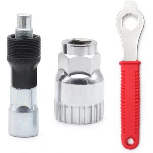 Extracteur De Manivelle De Vélo Et Demonte Roue Libre Et 16mm Clé Hexagonale 3 Pièces Outils Velo Pour Retirer La Manivelle De Vélo,En Acier(Argent) - Neuf
