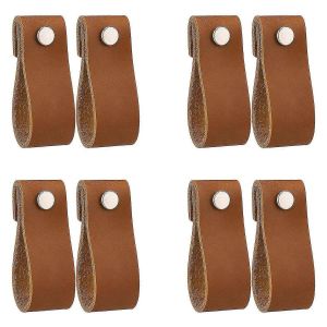 tiroir en cuir tire 8 pcs boutons de commode en cuir poignées en cuir pur faites à la main pour les portes d'armoire et - Neuf