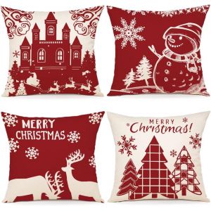 Ensemble de Quatre Housses de Coussin - 45 x 45 cm, D&eacute;coratif, toile de Coton Housses de Coussin pour la Chambre &agrave; coucher, Canap&eacute;, Fauteuil, Lit, D&eacute;coration - Neuf