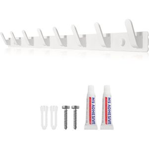 Porte Manteau Mural Patere Murale Porte Manteau Blanc avec 8 Crochets Deux M&eacute;thodes D'installation (avec Adh&eacute;sifs Soit et Vis) pour Entr&eacute;e Chambre Salle de Bain Cuisine - Neuf