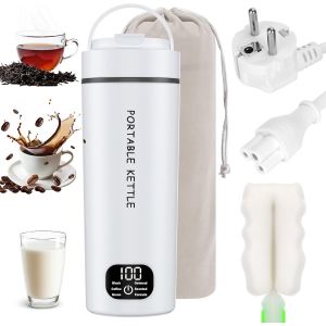 Mini Bouilloire &Eacute;lectrique De Voyage, Capacit&eacute; 400 450 Ml, Bouilloire Portable Avec 6 R&eacute;glages De Temp&eacute;rature, 100V 240V, Petite Bouilloire &Eacute;lectrique En Acier Inoxydable 304 Pour Ext&eacute;rieur Voyage - Neuf