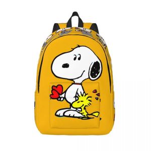 Cartable rose Snoopy avec fermeture éclair Peanuts Snoopy pour femme et enfant, cadeau de rentrée scolaire, sac à dos tendance pour lycée - Neuf