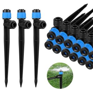 Lot de 30 arroseurs d'arrosage réglables à 360 degrés - Avec piquet et support de tuyau Micro Drip - Pour tuyau de 6,35 mm - Pour serre, plantes en pot, bleu - Neuf