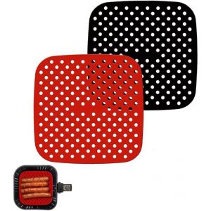 AYUHR-tapis en silicone pour friteuse à air ¿ lot de 2 rouge et noir, accessoires antiadhésifs réutilisables, papier sulfurisé perforé, résistant à la chaleur, sans BPA, lavable au lave-vaisselle - Neuf