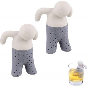 Eryi-2 Pièces Infuseur Thé Réutilisable Filtre À Thé, Gris Créatif Humanoïde, Boule À Thé, Filtre À Résidus Thé, Infuseur À Thé En Silicone Parfait Pour Accrocher Sur Une Théière, Mug, Tasse, Verre - Neuf
