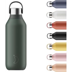 Jgd-Gourde Series 2 - Bouteille Isotherme En Inox Avec Collerette Souple & Anse - Thermos Pour Boissons Chaudes & Froides - &Eacute;tanche, Sans Condensation - Pine Green, 500ml - Neuf