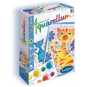 ERYI-- Aquarellum Mini - Chats 4 Planches - Kit Peinture - Peinture Aquarellable Magique - A Partir De 5 Ans - Fabriqué En France, Ensemble De 8 Pièces, Multicouleur - Neuf