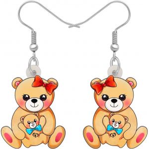 Kal-Boucles D'oreilles Panda En Acrylique Poupée Adroable Ours Brun Bijoux Panda Cadeaux Pour Femme Fille Breloques Festival - Neuf