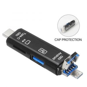 Lecteur de carte multifonction 6 en 1,stockage externe,extensible noir pour clé mémoire USB 3.0,Mini carte mémoire ou lecteur de carte 5 en 1--A(5 in 1) - Neuf