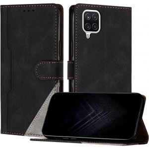 KAL-&Eacute;tui Pour Samsung Galaxy A12 5G, Housse En Cuir Pu Avec [Protection Antichoc Tpu] [Fonction Support] [Porte-Cartes ] Antichoc Magn&eacute;tique Coque Pour Galaxy A12 5G - Noir - Neuf