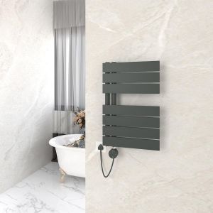 Sèche-Serviettes Électrique Avec Thermostat 616X400Mm, Anthracite Porte-Serviettes Électrique 300W, Seche Serviette Electrique Avec Fonction Minuteur[Z1046] - Neuf