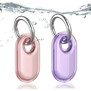 KAL-&Eacute;tuis Pour Samsung Galaxy Smarttag2, Housse Avec Porte-Cl&eacute;s Pour Animaux Portefeuilles Et Bagages, Smarttag2 Locator Tracker Key Finder Cover (Rose + Violet) - Neuf