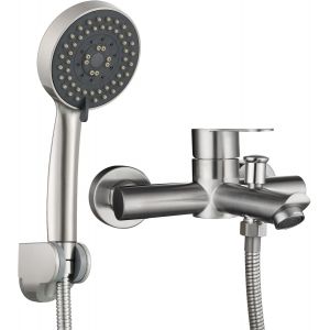 SNA516F3 Mitigeur Douche, Mitigeur Salle de Bain, Ensemble de douche &agrave; levier unique en acier inoxydable avec douchette et tuyau de douche 1,5 m Nickel bross&eacute; - Neuf