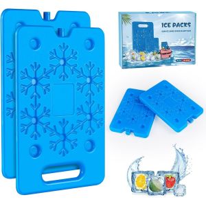 Eryi-Grand Pain De Glace,4 Blocs Réfrigérants En 2 Tailles, Pains De Glace Plats,Glace Pour Glacières De 20x30cm/11x16cm, Éléments De Refroidissement Pour Déjeuner,Camping, Sans Bpa, Bleu Foncé - Neuf
