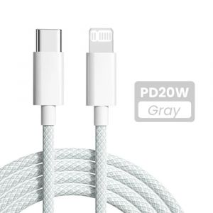 Câble De Charge Rapide Usb-C Vers Lightning 20w Pd Pour Iphone 14/13/12/11 Pro Max/Xs/8 Plus/Ipad, Cordon Durable Tressé En Nylon Avec Données.White.1,5m - Neuf