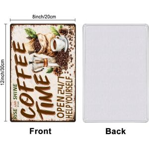 Plaque Metal Vintage Coffee Time Affiche En Métal Rétro Art De Campagne Vintage Décoration De Café Plaque Murale Decorative Bar Plaque En Métal Vintage Affiche Extérieure Vintage Decoration - Neuf