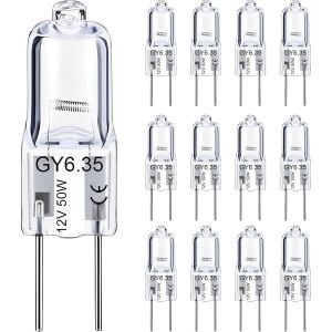 Ampoule Halogène Gy6.35 12v 50w,Dimmable Gy6.35/G6.35 Ampoules Halogenes 2700k Blanc Chaud Lampe,Intensité Variable 650lm Lampes Pour Lustre, Lampe De Bureau,Paysage Éclairage, Lot[Amp745787] - Neuf