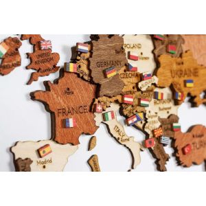 ChenQuanSarl-Drapeaux Du Monde En Bois (346 Pièces) Puna s Adhésives Pour Cartes - Pour Tableau D'Affichage, Carte En Bois, Bureau - Neuf